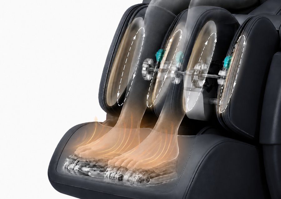 Bionwell iCare 4D masszázsfotel - vádligyúrás, talpfűtés, motoros lábrész, bokanyújtás